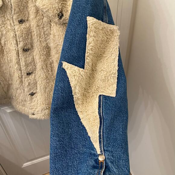 Members Of The Rage by Kid Cudi Denim Sherpa Trucker Jacket Made in Italy Size M - Picture 5 of 10
